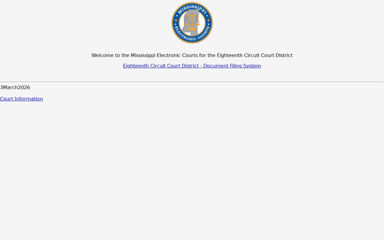 Jones County criminal docket Eighteenth Circuit MEC landing page