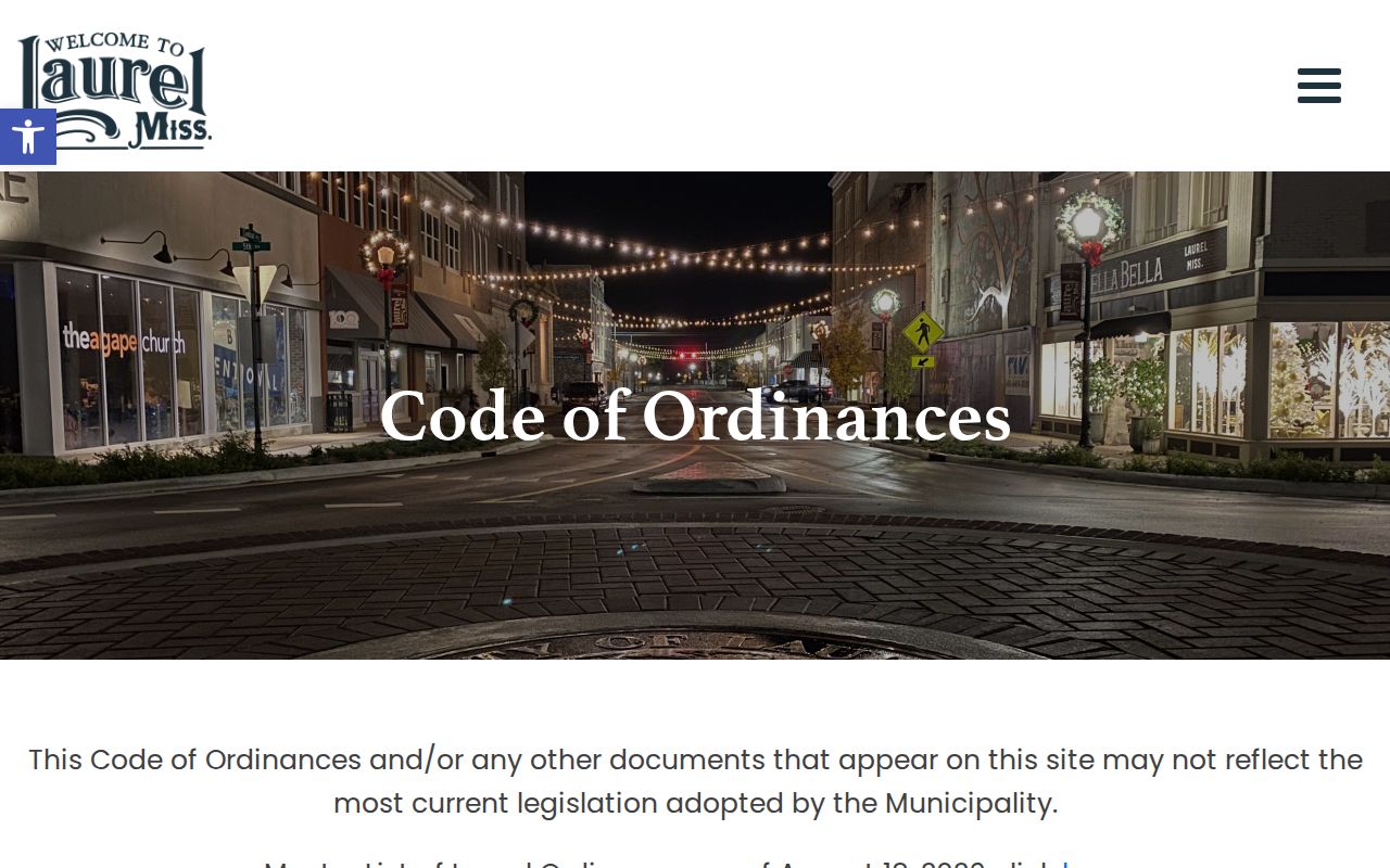 Sandersville court records routing context from the official Laurel ordinances page