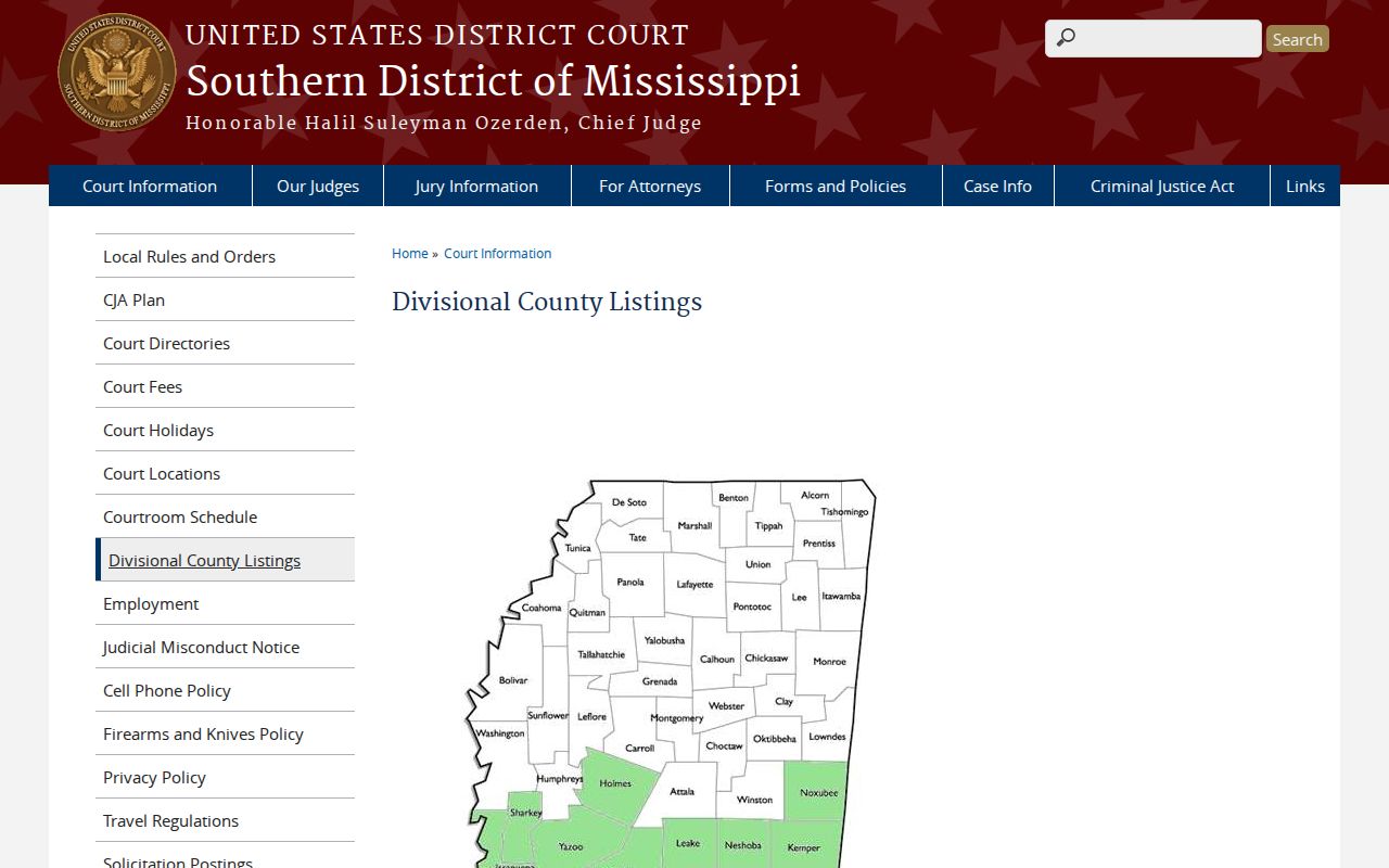 Soso court records Jones County federal Hattiesburg division assignment