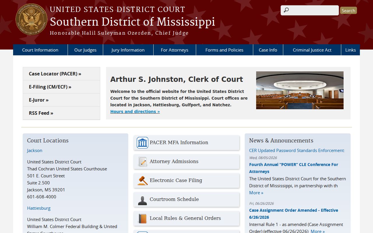 Soso court records Southern District of Mississippi federal court source