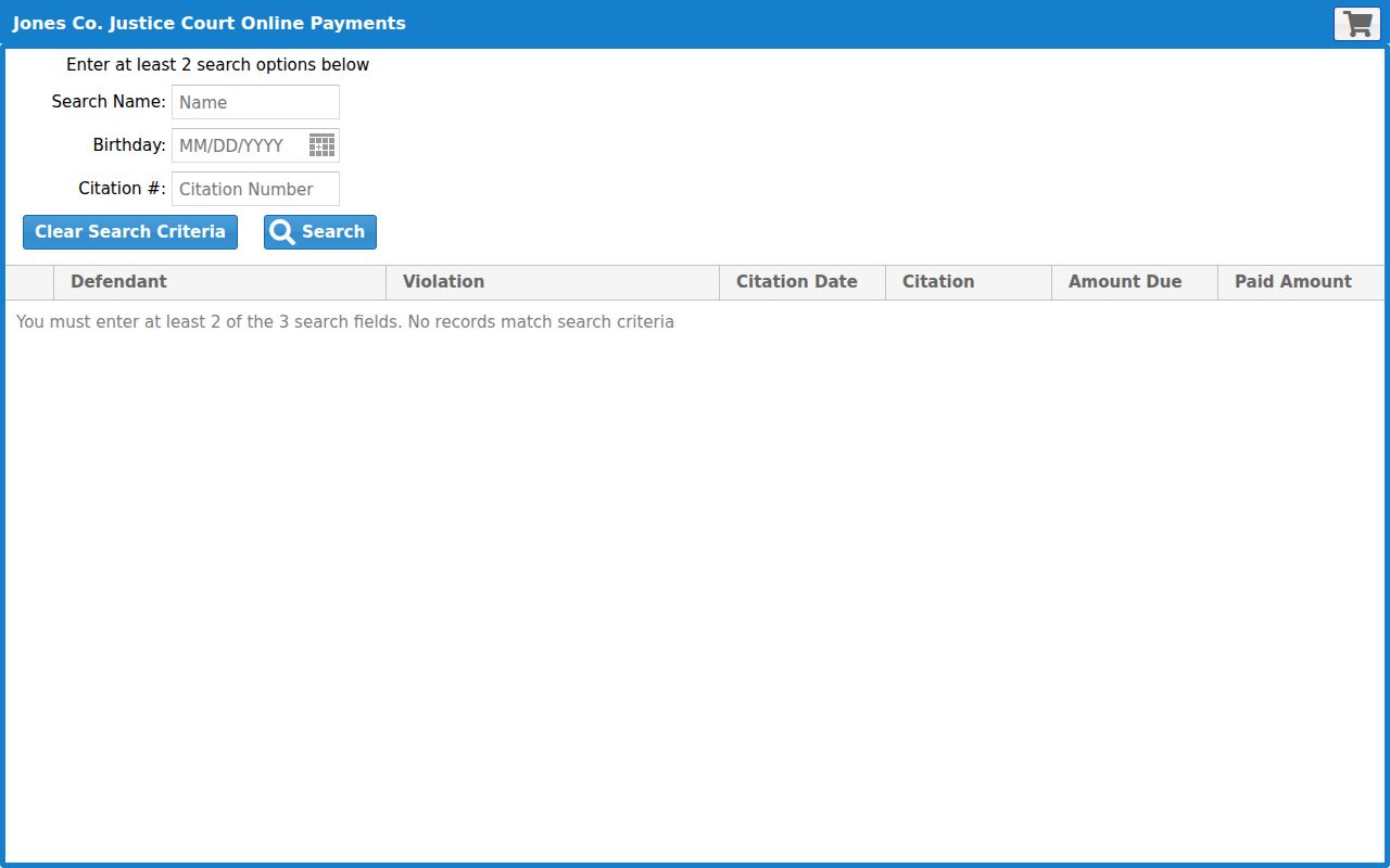 Jones County traffic court Justice Court payment portal
